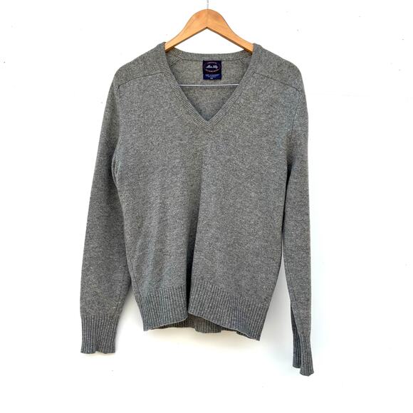 Vintage Men’s Allen Solly Cashmere V-Neck Sweater Grey Gray Medium Scottish - Picture 2 of 8